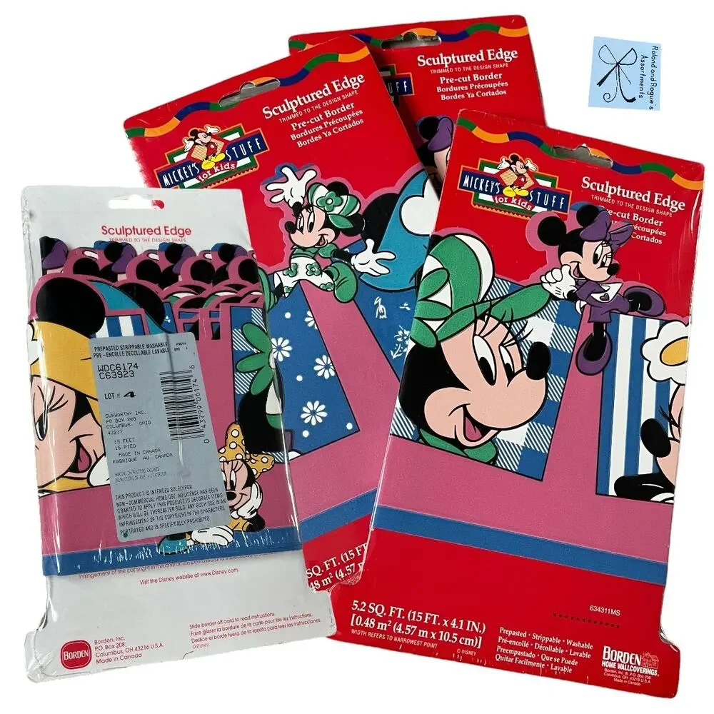 Borden Home Wallcoverings Mickey's Stuff for Kids Minnie Pre-cut Border 3-ct